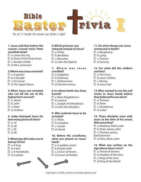 Easter Bible Trivia I Easter Sunday School Easter Bible Easter Lessons