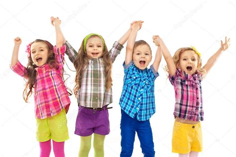 Happy Kids Jumping Together Stock Photo By ©svetaorlova 47580711