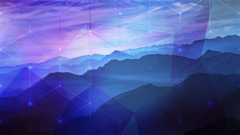 Wallpaper Blue Purple Mountains Hexagon Photoshop 2k Peaceful