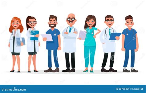 Doctors Team Of Medical Workers On A White Background Stock