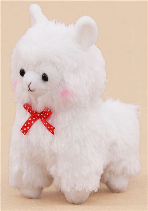 Cute White Alpacasso Alpaca Red Bow Plush Toy From Japan Modes4u