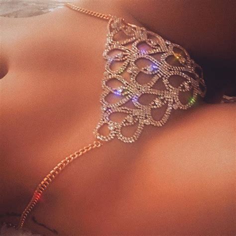 2021 sexy body chain rhinestone thong bikini jewelry for women heart body chain luxury crystal