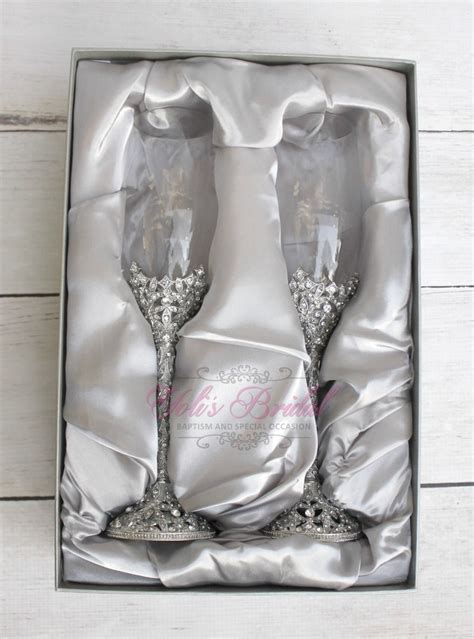 Swarovski Crystal Wedding Toast Set Champagne Glasses Etsy