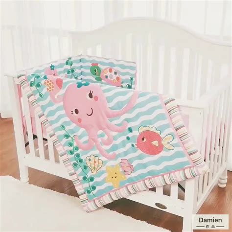 Next day delivery & free returns available. Digital Printing Crib Bed Sets Ocean Design Baby Pink Cot ...