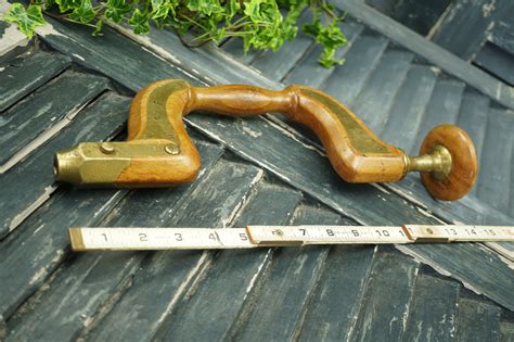Woodworkers Antique Brace Hand Drill Wood And Brass Hand Etsy Uk
