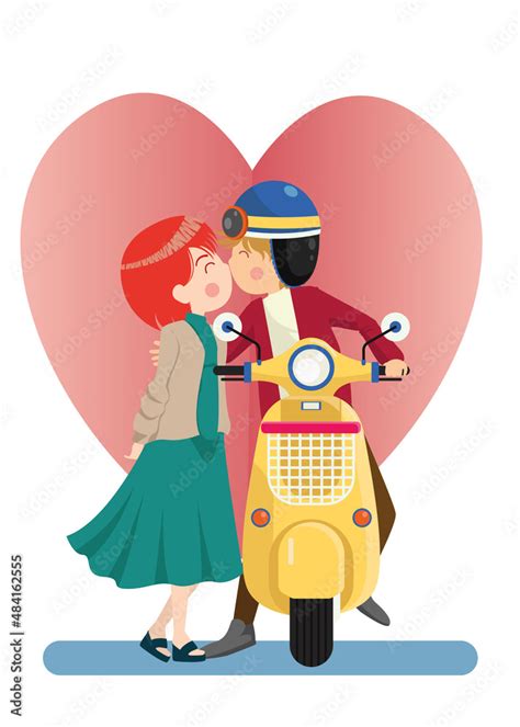 Couple Kissing Romantic Sweet Vector Illustration In Concepts Cute