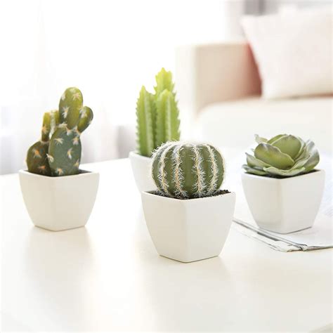 The Perfect Set Of 4 Faux Artificial Mini Succulent And Cactus Plants In