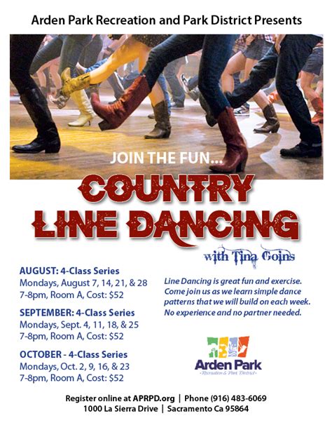 Country Line Dancing With Tina Goins Arden Park Recreation And Park