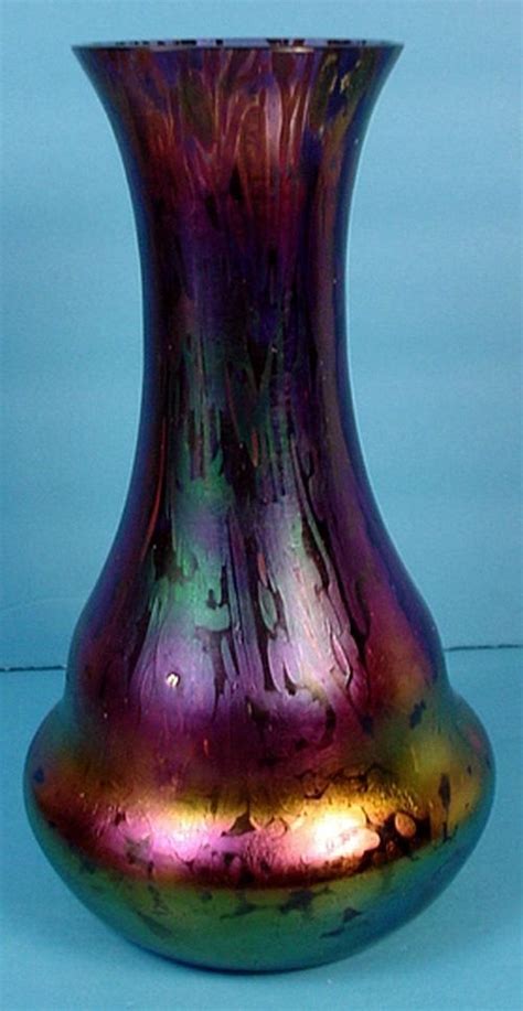 Antique Bohemian Kralik Jugendstil Art Nouveau Iridescent Art Glass Vase Art Glass Vase Glass