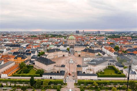 Aerial View Of The Dome Of Frederiks Church In Copenhagen During Sunset