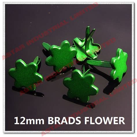 Promotion 12mm Green Flower Scrapbooking Brads Small Round Nails