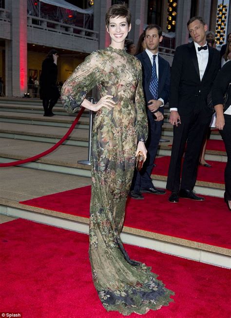 anne hathaway wows in glamorous floral sheer gown as she attends new york city ballet gala