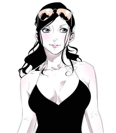 Sungi Nico Robin One Piece 1girl Bare Shoulders Black Dress Black Hair Blue Eyes Breasts
