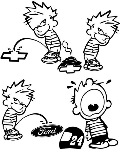 Calvin Piss On Ford Decal