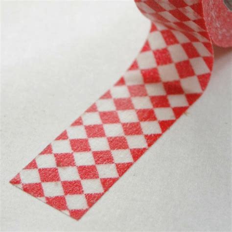 washi tape 15mm red harlequin on white deco paper tape etsy