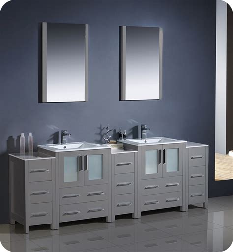 Ariel stafford bathroom vanity with center medicine cabinet and center . 84" Modern Double Sink Bathroom Vanity with Color, Faucet ...