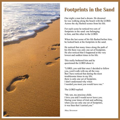 Footprints In The Sand Poem Printable Version Footprints In The Sand
