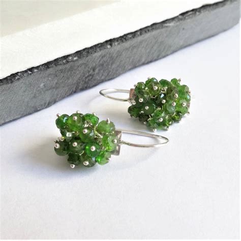 Chrome Diopside Earrings In Sterling Silver By Prisha Jewels
