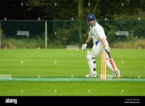 A Man Playing Cricket Stock Photo Alamy