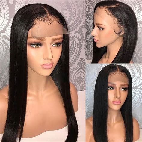 13 6 straight hd lace frontal human hair wig pre plucked and bleach knots lace wig brazilian