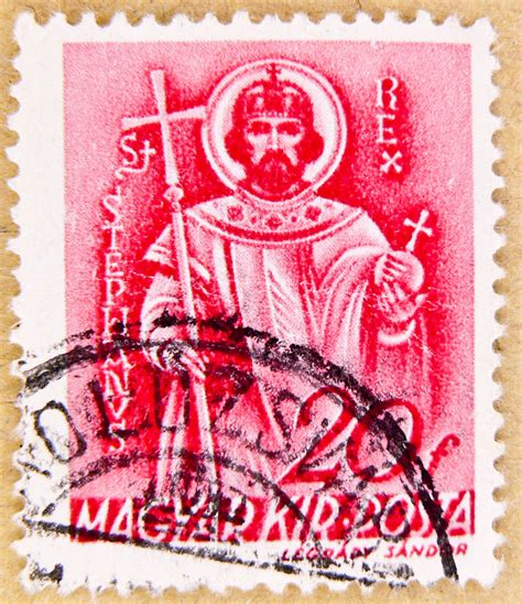 Liebevoll umsorgt und sicher gepflegt im alter. Magyar Posta stamp Hungary 20 forint ft. St. Stephanus pos ...