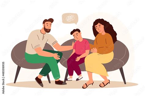 Stockillustratie Parents Support And Help Their Childboyfather And