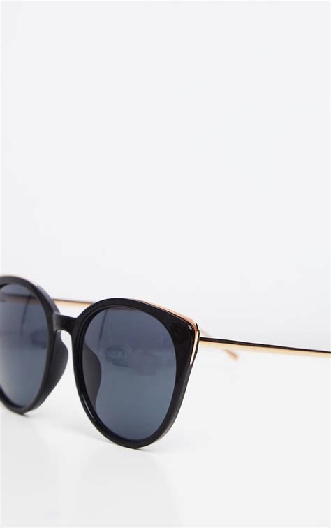 black gold frame large cateye sunglasses prettylittlething