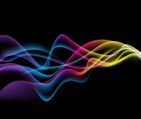 Colorful Abstract Waves On Black Background Vector Graphic Free