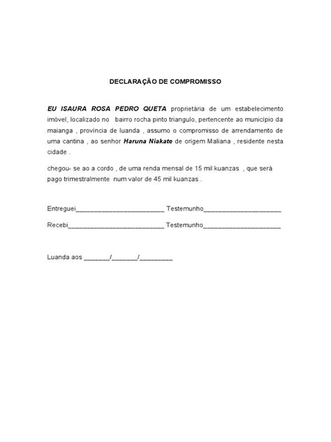 Declaração De Compromisso Pdf