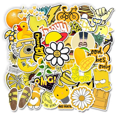 El Nido Design Waterproof Yellow Aesthetic Stickers Assortment 100 Count