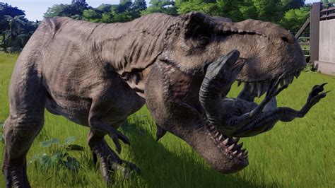 T Rex Vs Raptor Squad Awesome Killing Animation Jurassic World Evolution Youtube