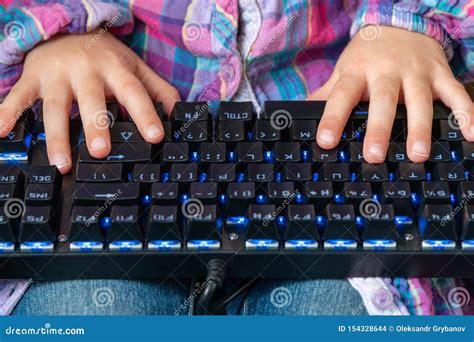 Keyboard On Child Lap Stock Photo Image Of Concept 154328644