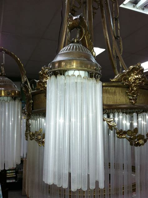 Blown glass art chandelier ~ ascension. Gorgeous Antique Art Nouveau 9 Light Bronze Chandelier ...