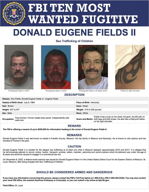 Fbi Searching For Missouri Man Added To Ten Most Wanted Fugitives