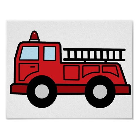 Cartoon Clip Art Firetruck Emergency Vehicle Truck Poster Zazzle