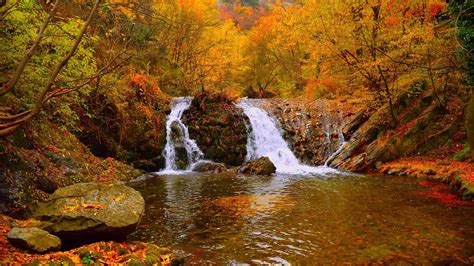 Download 1920x1080 Autumn Waterfall Vibrant Colors Pretty