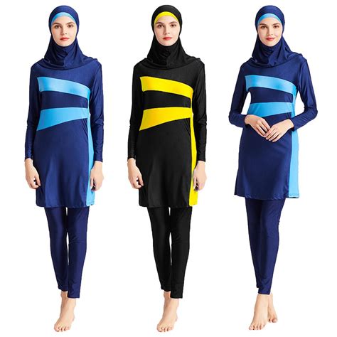 Modesty Women Muslim Burkini Full Cover Swimwear Swimsuit Islamic Long Sleeve Plus Size Arab