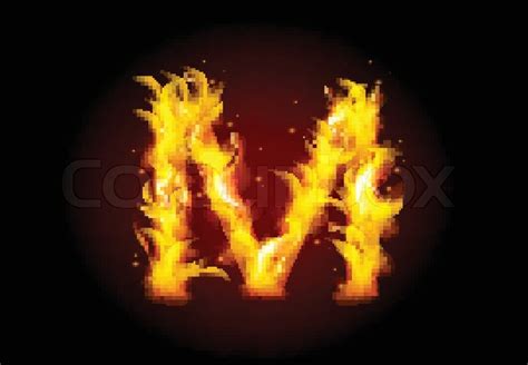 Fire Burning Alphabet Letter M Stock Vector Colourbox