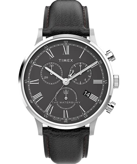 Waterbury Classic Chronograph 40mm Leather Strap Watch Timex Us