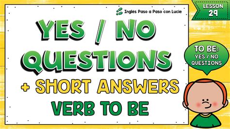 Verb To Be Yes No Questions Inglés Paso A Paso
