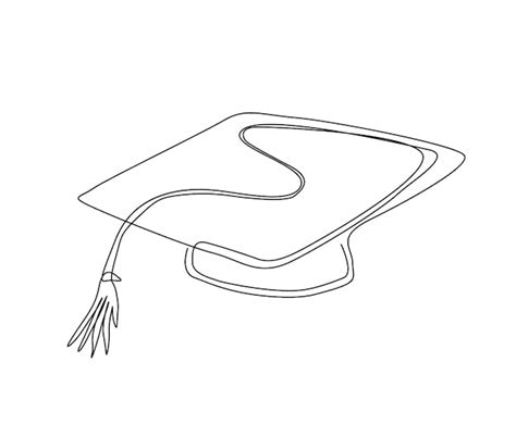 Premium Vector Continuous One Line Drawing Of Graduation Cap Simple