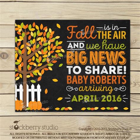 Fall Pregnancy Announcement Sign Chalkboard Printable Autumn Etsy
