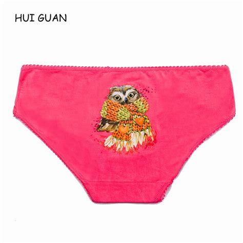 Hui Guan Pyrograph Owl Cartoon Panties Sex Thong Cute Girl Underwear