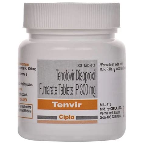 Tenofovir Disoproxil Fumarate Tenvir Anti Hiv Drugs Cipla Ltd 30