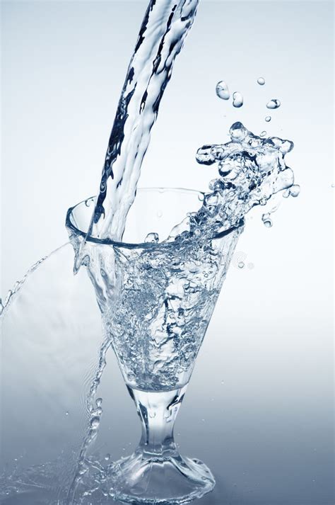 Pouring Mineral Water Stream Into A Glass Stock Image Image Of