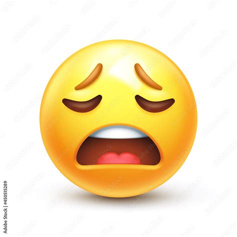 Weary Emoji Wailing Emoticon Tired Yellow Face With Frowning Mouth 3d