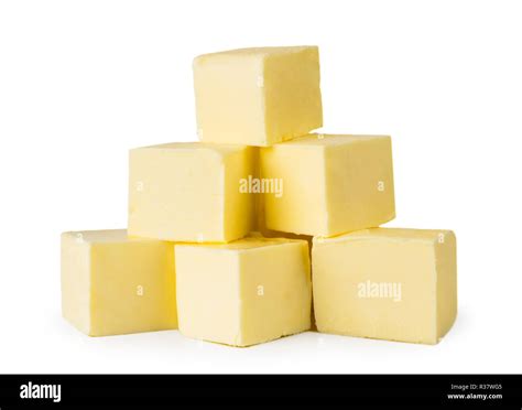 Bunch Of Butter Cubes On A White Isolated Stock Photo Alamy