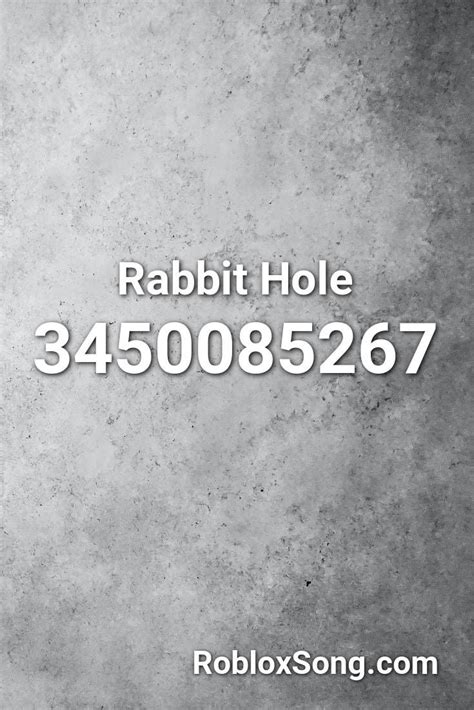 Its roblox audio id's played on roblox boomboxes, when you put the code in, a song will play. Rabbit Hole Roblox ID - Roblox Music Codes in 2020 ...