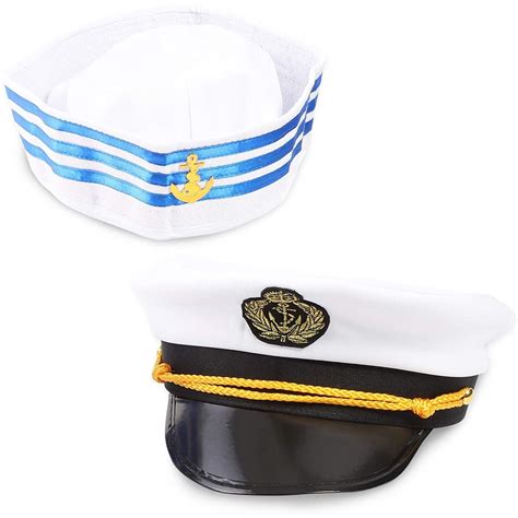 pair of yacht captain and sailor hats navy marine hat for nautical themed party halloween