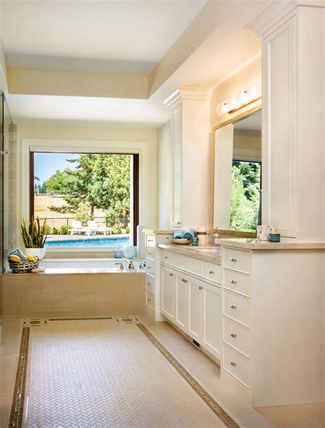 This Bright Room Is Filled With Lots Of Natural Light The Bathtub Sits